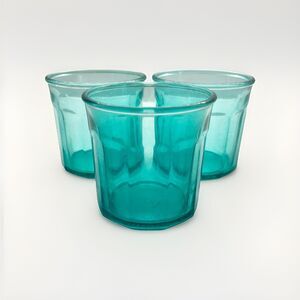 Set of 3 Luminarc Working 500 ML Aqua Teal Tumblers 10-panel Made in France